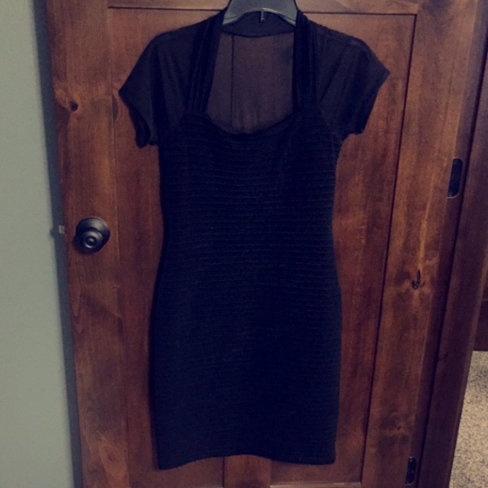 Woman's Black Dress with Sheer Top